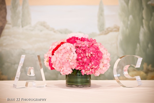 Fuchsia Wedding Flowers Entrance Piece
