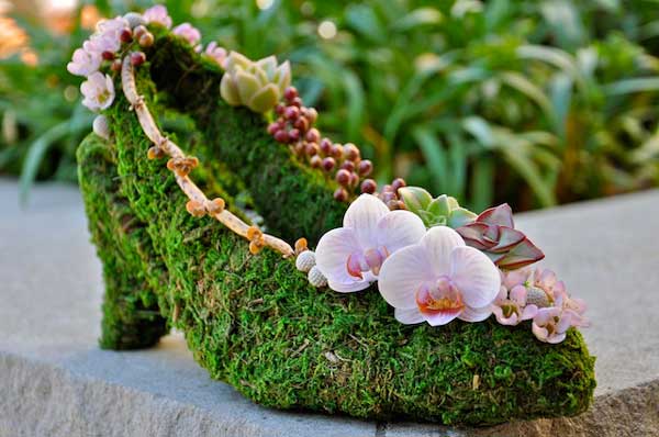 Slingback Moss-Covered Shoe with Flowers from Flower Duet