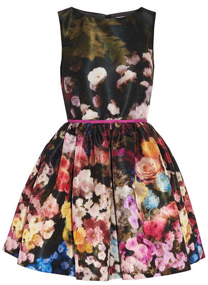 Red Valentino Floral-Print Taffeta Dress
