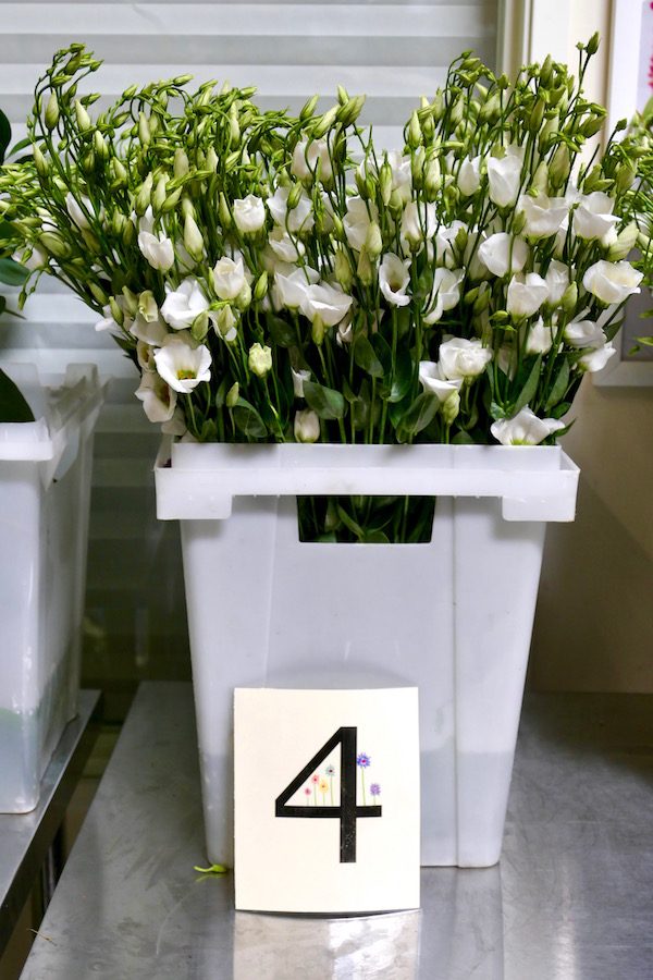 Number 4 next to floral bucket