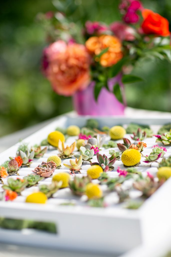Detail of Flower Duet's living floral rings.