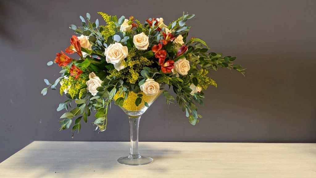 Giant Martini Vase florals